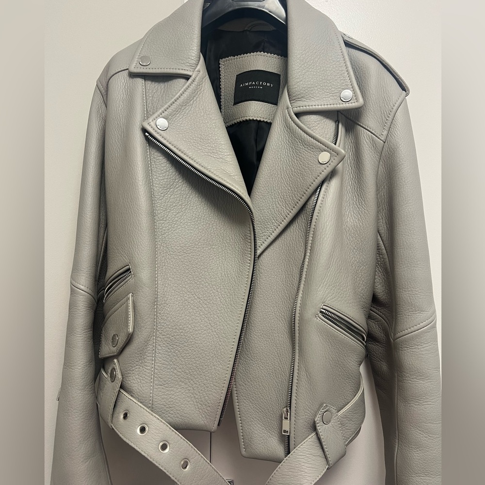 Grey leather jacket